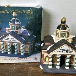 Heartland Valley Village Bank & Trust Christmas Porcelain With Light Holiday